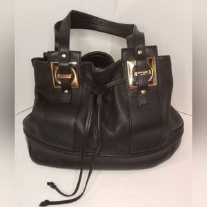 Kate Spade Pebbled Leather Black Satchel with Gold Accents